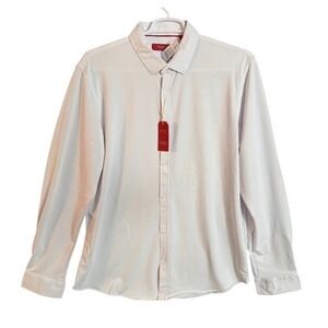 NWT Bruno Milano Mens XL White Long Sleeve Extreme Stretch Button Down Shirt